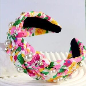 Pink Rhinestone Pearl Headband NEW